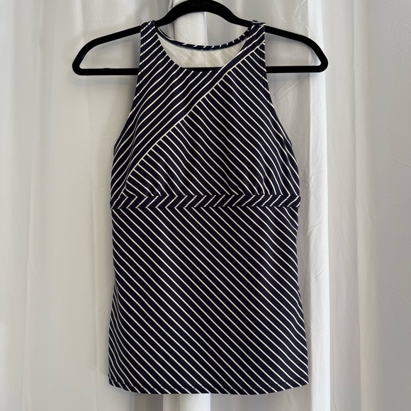 Athleta Other - Athleta Offshore Tankini Top Blue White Stripe Swim Keyhole Back Women’s M